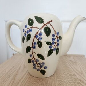 Vintage MCM Stangl Pottery Blueberry Pattern Tall Serving Tea Pot Holds 6.5 Cups
